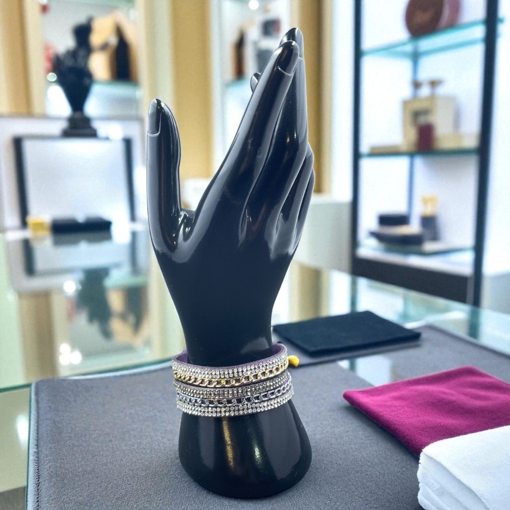 Rhinestone Chain Cuff Bracelet Purple‎ Faux Leather Baddie Coquette Y2K Festival